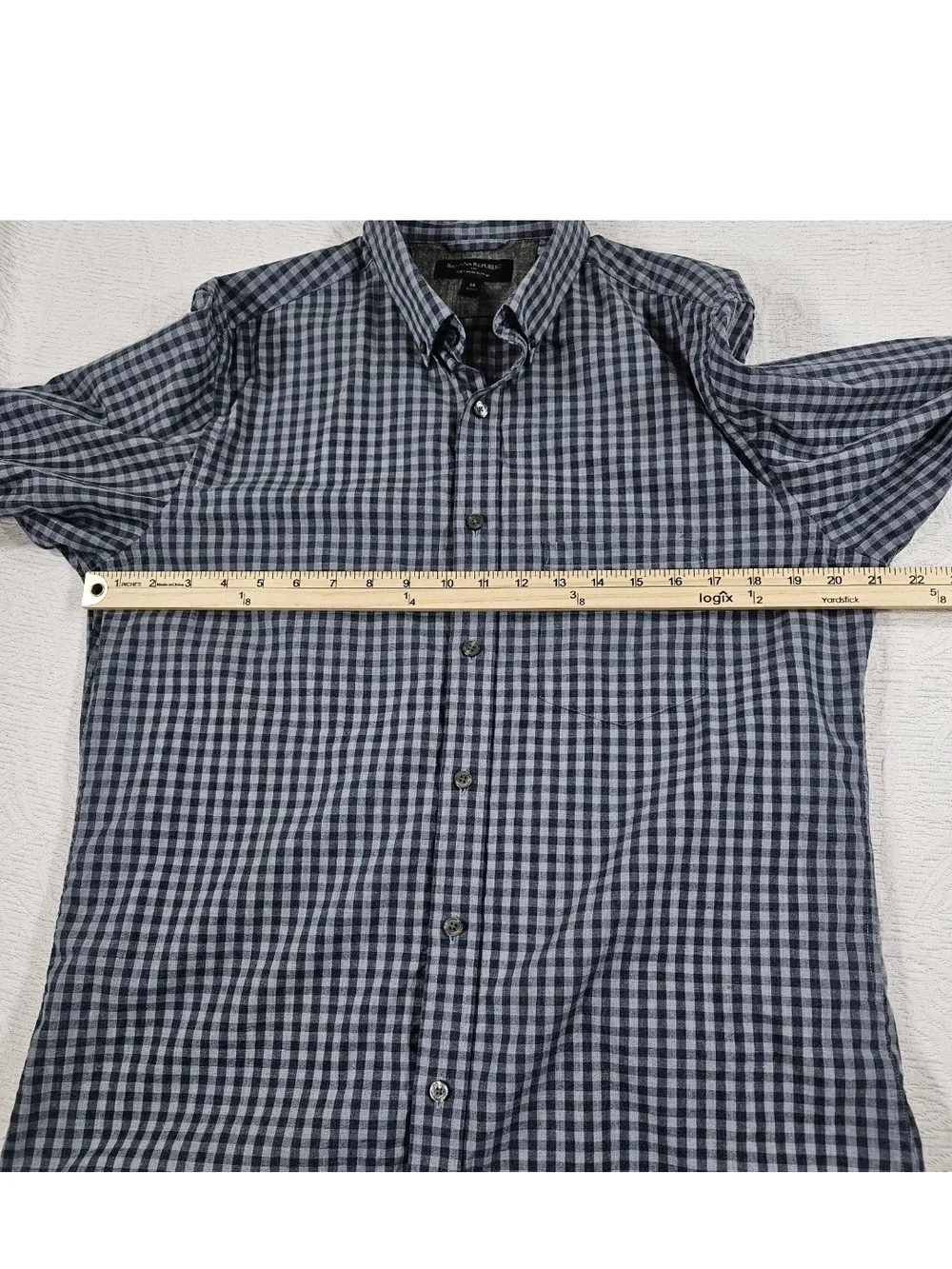 Banana Republic Mens Gray Gingham Check Button Down Shirt Soft Wash Slim Fit M